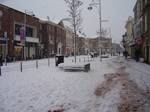 High Wycombe Town Centre covered by snow in February 2007. There are two shopping centers: the Eden Centre which spreads from the High Street under the Abbey Way flyover to the south of the A40, and the Chilterns Centre, which is located between Queen's Square and Frogmoor to the north.