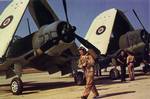 Royal Navy Vought Corsair Mk. I fighters at Naval Air Station Quonset Point, Rhode Island (USA), where Royal Navy pilots were trained on the Corsair, in 1943.