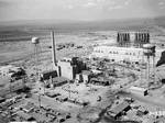 Aerial view of Hanford B-Reactor site, June 1944. Work began on the first of three 250 MW reactors, known as Reactor B, on 10 October 1943