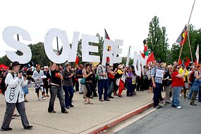 Protesters during a march against the Northern Territory Intervention.