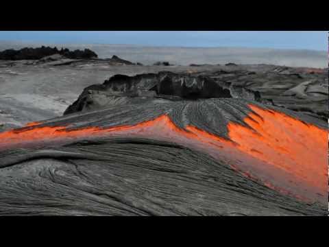 Rivers of molten lava high up Pulama Pali on Hawaii Island Feb. 2012