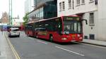 Mercedes-Benz Citaro articulated London bus in London, United Kingdom.An articulated bus (either a motor bus or trolleybus or vestibule bus), is a bus which is articulated, essentially meaning it bends in the middle.