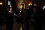 Secretary of the Navy (SECNAV), the Honorable Dr. Donald C. Winter interviews with Lila Lazarus, Fox News Detroit, during Navy League ceremony at the Detroit Athletic Club.