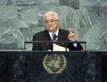 Mahmoud Abbas, President of the Palestinian Authority, addresses the general debate of the sixty-sixth session of the General Assembly, after submitting to the Secretary-General a formal application for UN membership, 23 September, 2011.