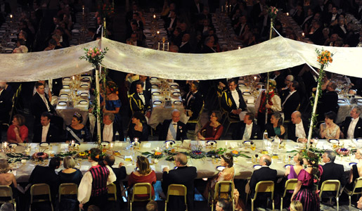 The table of honor at the Nobel Banquet.