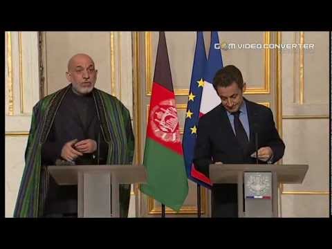 Nicolas Sarkozy Afghan President Hamid Karzai