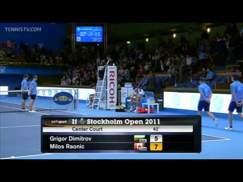 Milos Raonic vs Grigor Dimitrov QF If Stockholm Open 2011 Highlights