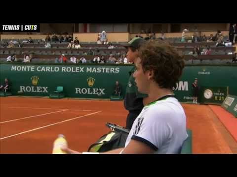 Milos Raonic vs. Ernests Gulbis / Set 1 - Most Hilarious Umpire Exchange