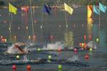 Kashmiri muslim boys play water polo after the inagural function of 