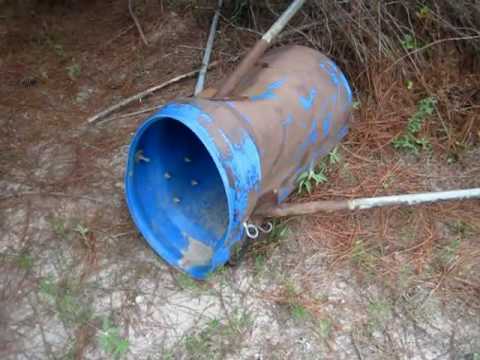 Deer feeder damaged by wild hogs