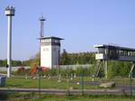 Helmstedt-Marienborn border crossing wall and guard tower. Restrictions implemented in the Eastern Bloc during the Cold War stopped most East-West migration, with only 13.3 million migrations westward between 1950 and 1990.