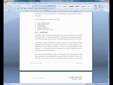 ISO 9001 Quality Manual Template demonstration