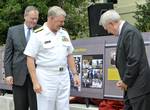 Undersecretary of the Navy Robert O. Work, left, Adm. Gary Roughead and Secretary of the Navy (SECNAV) the Honorable Ray Mabus attend the Department of the Navy tribute to African American Leadership at the Pentagon.