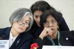 Navy Pillay, United ( right ) Nations High Commissioner for Human Rights with Kyung-Wha Kang ( left ) United Nations, Deputy High Commissioner for Human Rights during the Urgent Debate on the Human Rights & Humanitarian in Syrian Arab Republic in the High-Level Segment of the 19th session of the Human Rights Council. 28 February 2012. Photo by Jean-Marc Ferré