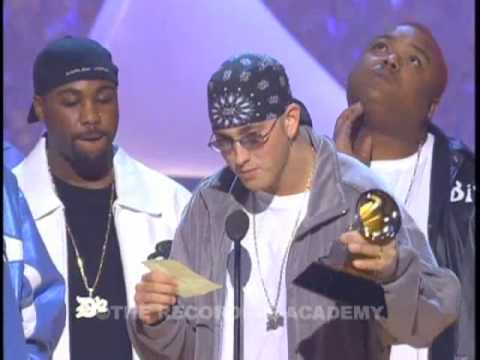 Eminem accepting the GRAMMY for Best Rap Album at the 43rd GRAMMY Awards