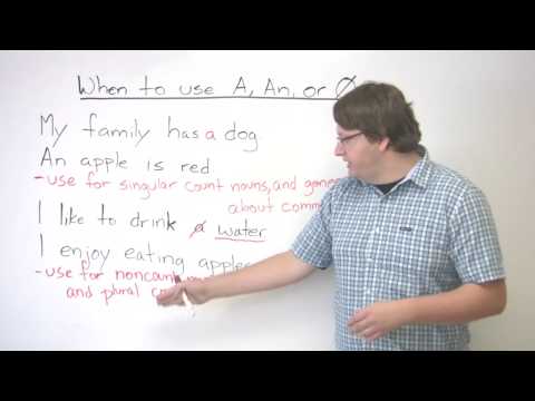 Grammar - Articles - When to use A, AN, or no article