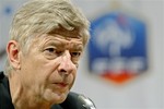 Arsenal's manager Arsene Wenger, during a press conference Friday, Sept. 3, 2010, in Paris, as he promotes the 2011 Homeless Soccer World Cup that will take place in Paris from Aug.19-29 2011. Around 70 countries are expected to take part in the competition.