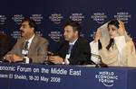 Prime Minister Syed Yousaf Raza Gilani, left, Hameed Ullah Jan Afridi, Environment Minister of Pakistan, center, and Hena Robbani Khar, right, Economic Affairs assistant for Prime Minister, at press conference at the World Economic Forum on the Middle East, in Sharm El-Sheikh, Egypt, Monday, May 19, 2008. Pakistan's premier has pledged to fight terrorism after a meeting with President Bush _ the highest-level contact between the two governments since Pakistan's new leaders offered peace talks to