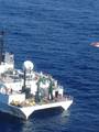 HONOLULU The Kilo Moana, a 186-foot research vessel, makes way back to Oahu after it began taking on water approximately 60 miles north of Oahu, Hawaii Jan. 6, 2012. The Kilo Moana, of the University of Hawaii, began to take on water while underway. Crewmembers aboard attempted to patch the baseball-sized hole causing the sinking. Coast Guardsmen aboard the Coast Guard Cutter Ahi, Station Kauai, Station Honolulu and Air Station Barbers point responded. U.S. Coast Guard photo (1490070) ( Kilo Moa