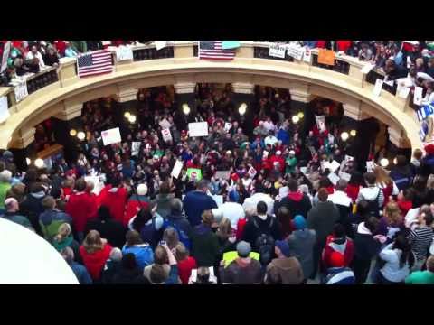 Wisconsin protests Gov. Walker's (R) Workers' Rights Repeal Bill