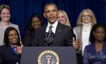 President Barack Obama speaks at the White House Forum on Women and the Economy, Friday, April 6, 2012, in the South Court Auditorium of the Eisenhower Executive Office Building on the White House complex in Washington.