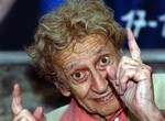 ** FILE ** Legendary French pantomime artist Marcel Marceau,jokes in Verscio, southern Switzerland, in this Sept 8, 2005 file photo. Marceau, who revived the art of mime and brought poetry to silence, has died, French media reported Sunday, Sept. 23, 200