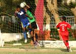 Friendly Football Match played between Sri Lankan Army Football team in Blue dress vs Army Red at Football ground in Fort William at Kolkata in Eastern India City