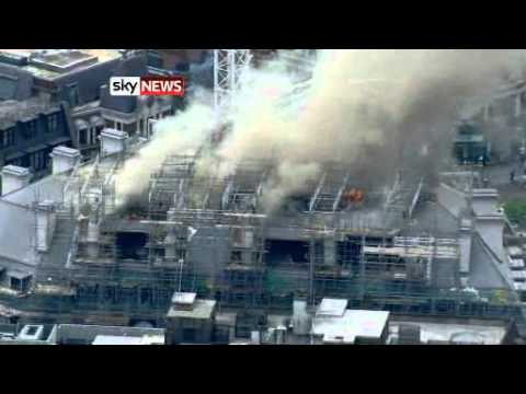 Fire on the Strand in London