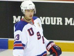 United States forward Dustin Brown plays against Latvia during the 2008 IIHF World Championship Date 	  2 May 2008,