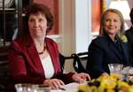 Catherine Ashton, à gauche, et US Secretary of State Hillary Clinton, à droite