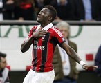 AC Milan midfielder Sulley Muntari, of Ghana, celebrates after scoring during the Serie A soccer match between AC Milan and Atalanta at the San Siro stadium in Milan, Italy, Wednesday, May 2, 2012.