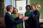 President Barack Obama and First Lady Michelle Obama host St. Patrick's Day reception with Prime Minister Edna Kenny and his wife, Fionnuala Kenny, in the East Room of the White House, March 17, 2011.