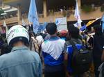 Batam,Indonesia on November 23,2011 - Demo workers in Batam ended chaos. The protesters entered the office of Mayor of Batam pages and destroy various facilities there,They march demanding a wage increase from Rp 1.3 million in 2011 to Rp 1.7 million in 2012