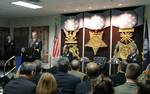 Former Commanding Officer, USS Hampton (SSN 767), Cmdr. Robert P. Burke, makes remarks during the Twenty-fifth Annual Vice Admiral James Bond Stockdale Leadership Award Ceremony.