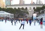 Citi Pond skating rink, with the rear of the main building of the New York Public Library in he background