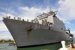 The amphibious dock landing ship USS Oak Hill (LSD 51) arrives at Naval Station Guantanamo Bay, Cuba.