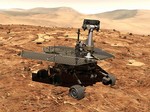 The Mars rover, named Opportunity, is shown in this artist conception released by NASA. A Delta II rocket is scheduled to launch Opportunity on Saturday June 28, 2003 from the Cape Canaveral Air Force Station in Cape Canaveral, Fla. carrying the vehic