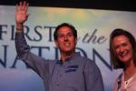 Rick & Karen Santorum Senator Rick Santorum, and Karen Santorum at the Ames, Iowa Straw Poll in Ames, Iowa.