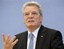 Joachim Gauck, candidate of the Germany's Social Democratic Party (SPD) and the Green Party for the presidential elections attends a news conference Berlin, on Friday, June 4, 2010.