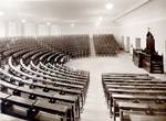 A lecture hall in the university, pictured in 1930. The university maintains faculties in theology, canon law, philosophy, the history and cultural patrimony of the Church, missiology, and social sciences.