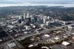 Downtown Bellevue seen in 2011 against the backdrop of Lake Washington. Bellevue (play /ˈbɛlvjuː/ US dict: bĕl′·vyōō) is a city in the East side region of King County, Washington, United States, across Lake Washington from Seattle.