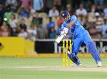 India's M.S. Dhoni bats against Sri Lanka during their One Day International series cricket match in Adelaide, Australia, Tuesday, Feb. 14, 2012.