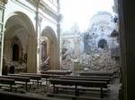 Destruction in the church of Santiago after the earthquake. The earthquake was preceded by a magnitude 4.5 (ML) fore shock that struck very close to its epicenter at 17:05 local time (15:05 UTC).