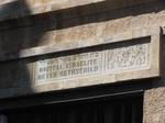 Original name plate over an outside door of the Meyer Rothschild Hospital, 37 Street of the Prophets, Jerusalem.