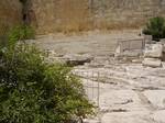 Pilgrim steps as they approach the Double Gate. hulda\'s steps in southern wall of old jerusalem