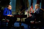 Secretary of Defense Donald Rumsfeld answers a question from CNN's Larry King during a videotaping of his Larry King Live program at the Pentagon in Arlington, Va.