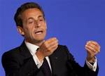 France's President Nicolas Sarkozy delivers his speech following a meeting with web operators, e-trade representatives, web publishers and internet companies heads to set up officially the French Digital National Council (CNN), at the Elysee Palace, in Paris, Wednesday April 27, 2011.