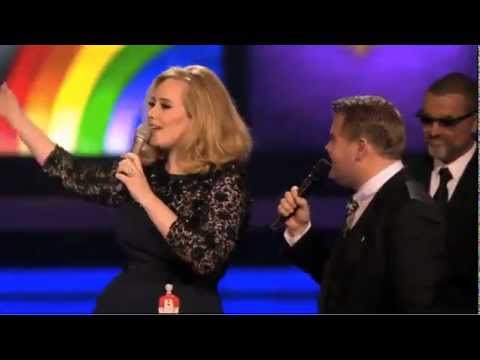 adele Shows middle finger to James Corden HD Brits 2012