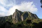 The cliff named Ambatotsondrona, like the rest of the highest peaks at Marojejy, is composed mostly of gneiss bedrock.