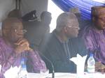 Sierra Leone Information minister Ibrahim Ben-Kargbo looks on during the launching of the fiber optic cable project in Freetown.